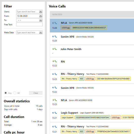 Screenshot of Logis Solutions Voice interface